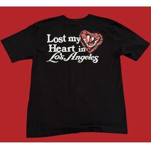 "Lost My Heart in Los Angeles" Graphic T-Shirt Black Streetwear Mens Large NWOT